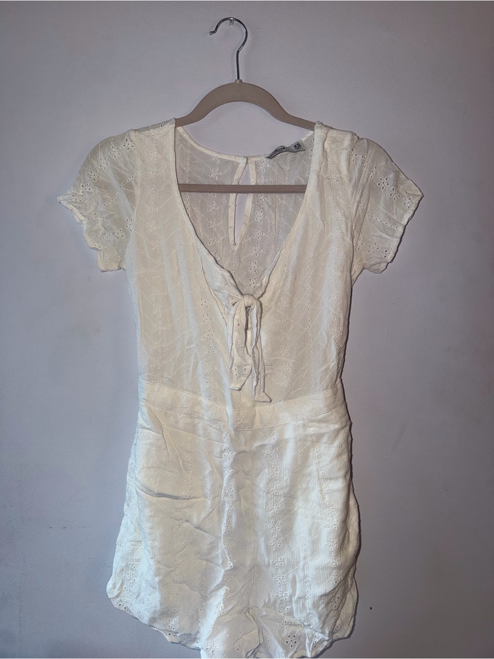 Hollister Cream Eyelet Tie-Front Tunic